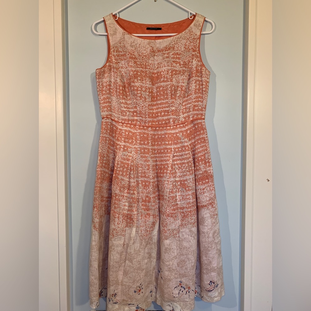 Elie Tahari linen floral fit & flare dress